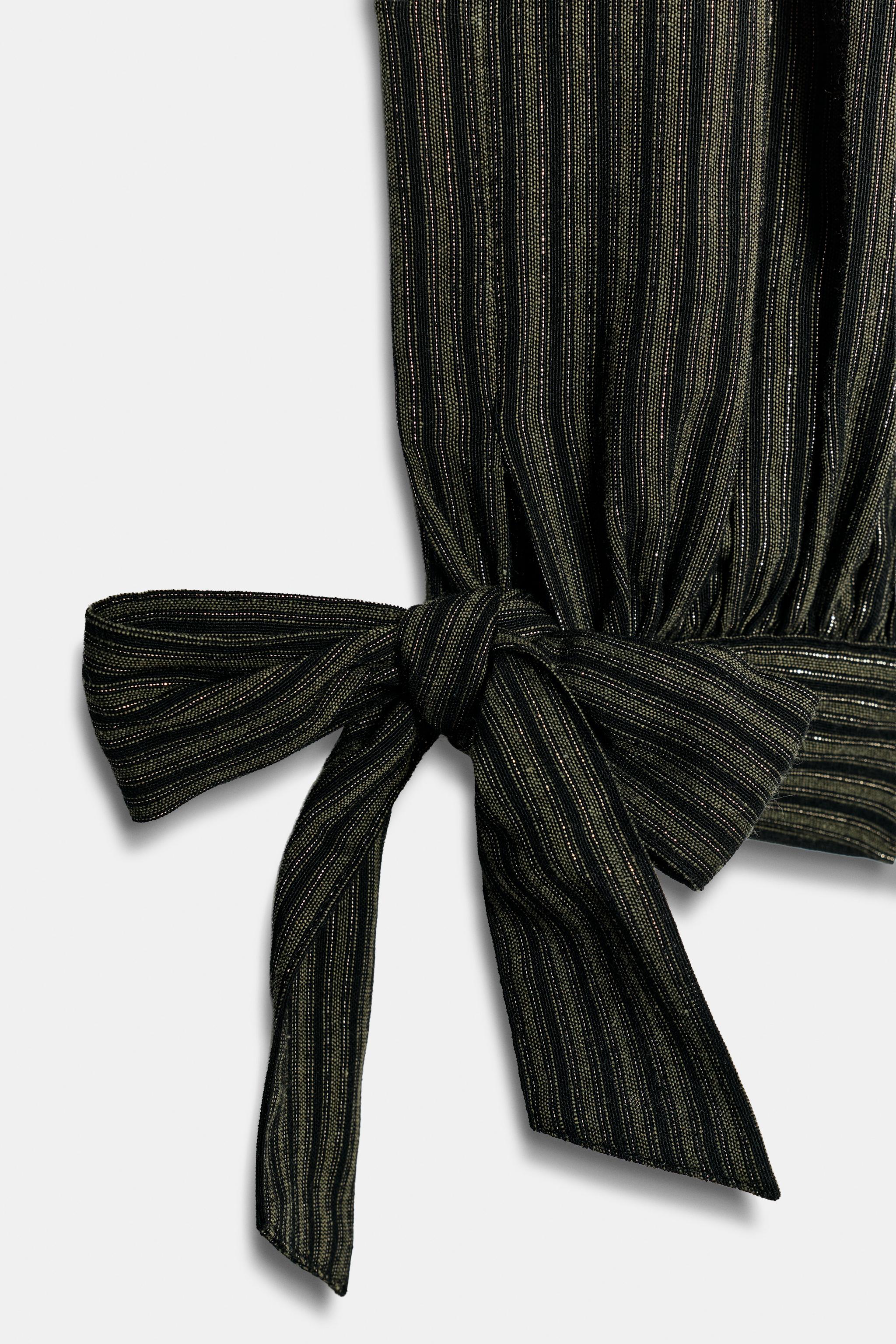 METALLIC THREAD TIE BLOWOUT PANTS
